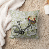 薄緑の白い自転車の花の装飾用クッション クッション (ブランケット)