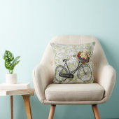 薄緑の白い自転車の花の装飾用クッション クッション (椅子)