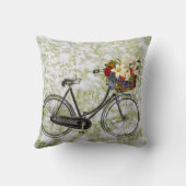 薄緑の白い自転車の花の装飾用クッション クッション (裏面)
