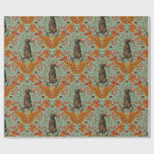 薄緑の秋のウサギ ラッピングペーパー (フラット)