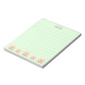 薄緑の罫線ノートに蓮の花 ノートパッド (回転)
