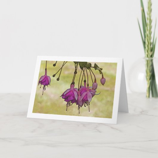 薄緑の背景に対するピンクの明るい赤紫色 カード (正面)