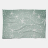 薄緑の背景の雪 キッチンタオル (横)
