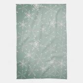 薄緑の背景の雪 キッチンタオル (縦)
