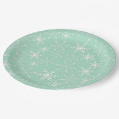 薄緑の背景を持つ雪 ペーパープレート (アングル)