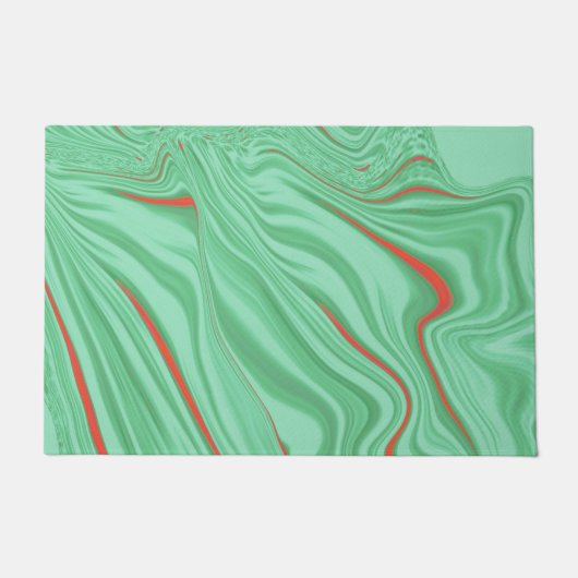 薄緑の色調の波状生地、コーラルリップル ドアマット (正面)