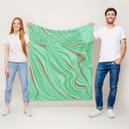 薄緑の色調の波状生地、コーラルリップル フリースブランケット