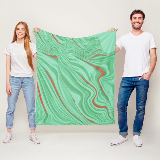薄緑の色調の波状生地、コーラルリップル フリースブランケット (インサイチュ)