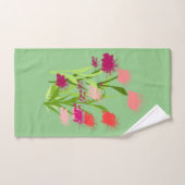 薄緑の花を付けたタオル バスタオルセット (ハンドタオル)