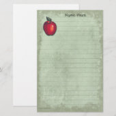 薄緑の赤いApple 便箋 (正面/裏面)