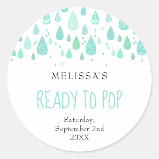 薄緑の雨滴 Ready to Pop ラウンドシール (正面)