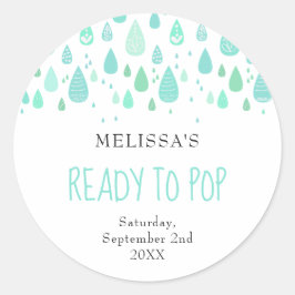 薄緑の雨滴 Ready to Pop ラウンドシール