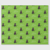 薄緑の黒いシュナウツァー犬のメリークリスマス ラッピングペーパー (フラット)