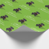 薄緑の黒いシュナウツァー犬のメリークリスマス ラッピングペーパー (角)