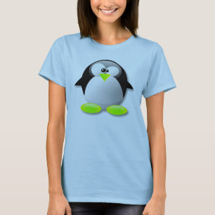 薄緑のLINUXのタキシードの水晶のペンギン Tシャツ