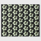 薄緑オンブラックハイビスカス ラッピングペーパー (フラット)