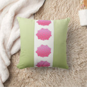 薄緑ストライプ花 クッション (ブランケット)