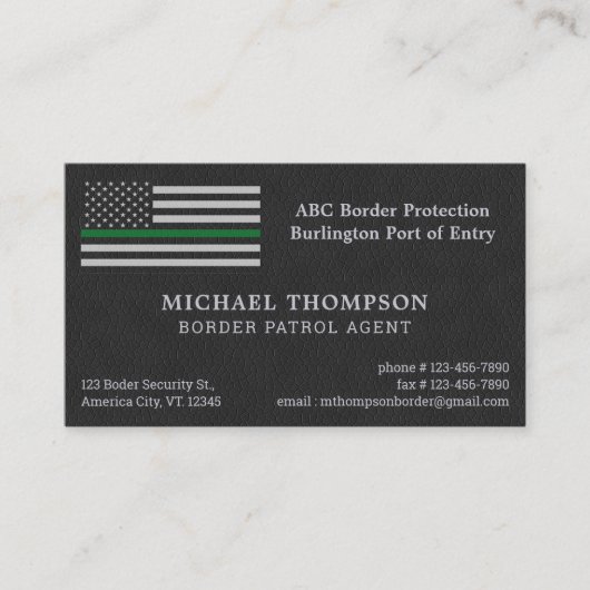 薄緑フラッグフェイク皮革縁ど剤 名刺 (正面)