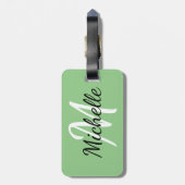 薄緑及び白くカスタムなモノグラムの荷物のラベル ラゲッジタグ (裏面縦)