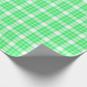 薄緑白のプレイドラッピング紙 ラッピングペーパー (角)