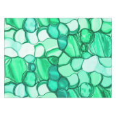薄緑色からミント色の色合いの石のように丸い テーブルクロス (正面(横))