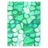 薄緑色からミント色の色合いの石のように丸い テーブルクロス (正面)