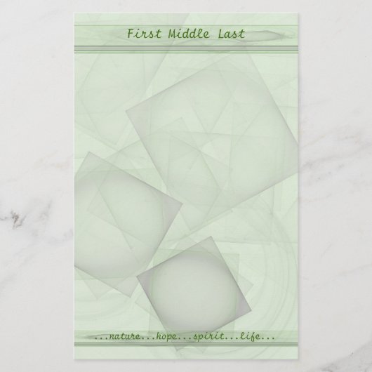 薄緑色の幾何タイルパーソナライズされた 便箋 (正面)