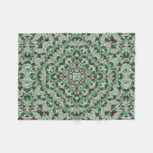 薄緑、ミント、茶色のマンダラ。 フリースブランケット (正面(横))