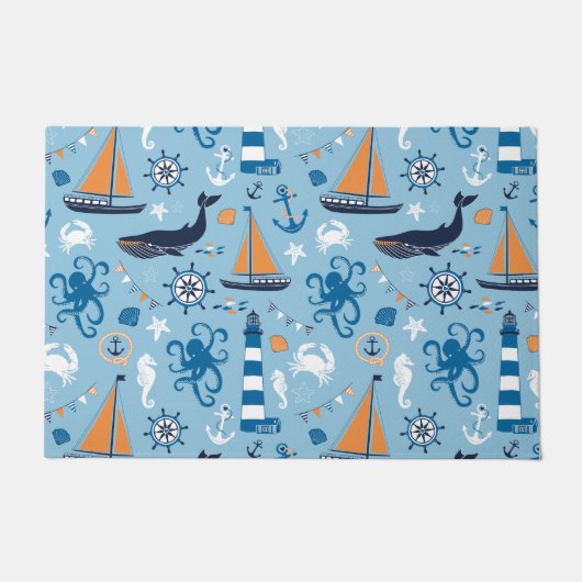 薄航海のい青 ドアマット (正面)