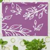 薄茄子の暖かい紫のフローラ キッチンタオル (折り畳み)