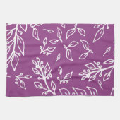 薄茄子の暖かい紫のフローラ キッチンタオル (横)