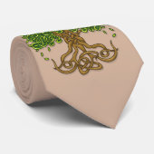 薄茶のタイ生命の樹 ネクタイ (ロール)
