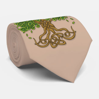 薄茶のタイ生命の樹 ネクタイ