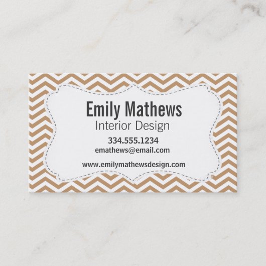 薄茶色のシェブロンストライプ 名刺 (正面)