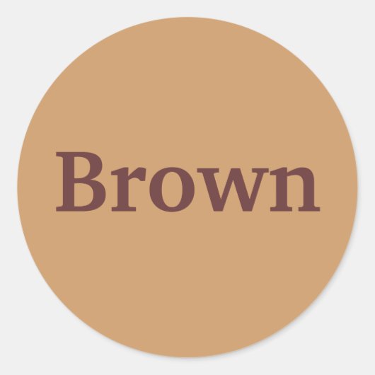 薄茶色のシールに茶色の色の単語 ラウンドシール (正面)