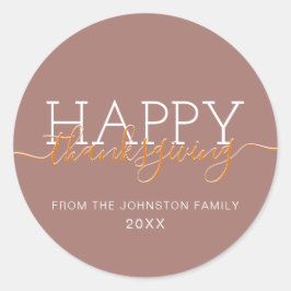 薄茶色の幸せな感謝祭 ラウンドシール