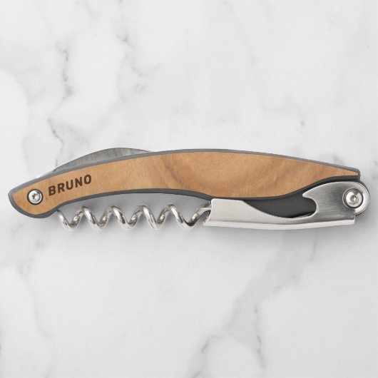 薄茶色の木フェイクモノグラム ソムリエナイフ (裏面)