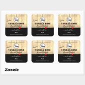 薄茶色の木板製品ロゴ付きラベル スクエアシール (シート)