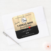 薄茶色の木板製品ロゴ付きラベル スクエアシール (封筒)