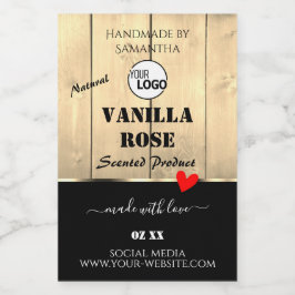 薄茶色の木板製品ロゴ付きラベル フードラベル