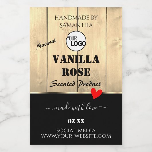 薄茶色の木板製品ロゴ付きラベル フードラベル (シングルラベル)