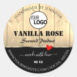 薄茶色の木板製品ロゴ付きラベル ラウンドシール