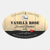 薄茶色の木板製品ロゴ付きラベル 楕円形シール (正面)
