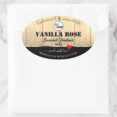 薄茶色の木板製品ロゴ付きラベル 楕円形シール (バッグ)