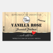 薄茶色の木板製品ロゴ付きラベル 長方形シール (正面)