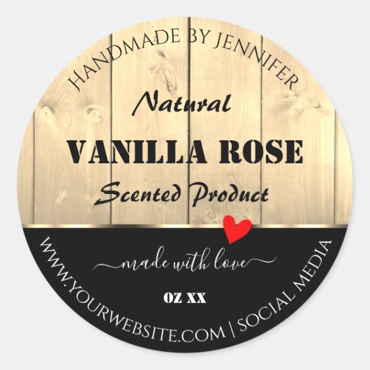 薄茶色の木板製品包装ラベル ラウンドシール (正面)