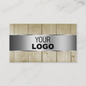 薄茶色の木目のロゴシルバーデコール付き外観 名刺 (正面)