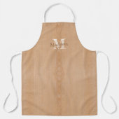 薄茶色の木目カスタムモノグラム エプロン (正面)