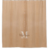 薄茶色の木目カスタムモノグラム シャワーカーテン (正面)