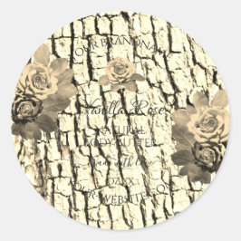 薄茶色の木目セピアバラ製品ラベル ラウンドシール